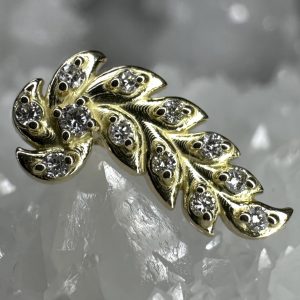 Tête de piercing pour stud (labret) feuille en or 18 carats sertie de diamants créés en laboratoire