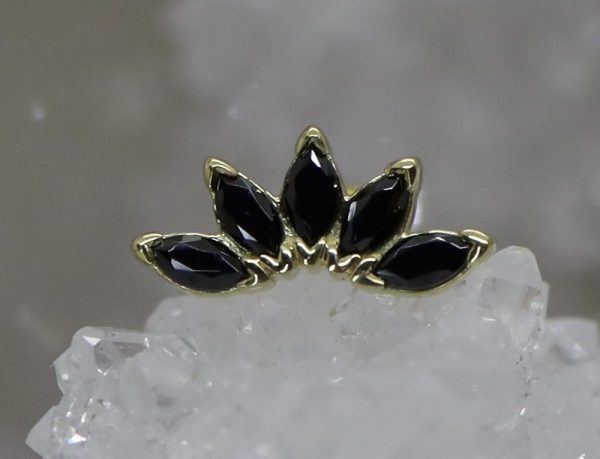18K GOLD INTERNAL FAN ATT. SET W. 5 MARQUISE PREMIUM ZIRCONIA – Image 2