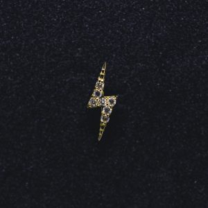 Tête de piercing pour stud en forme d'éclair en or 18K et diamants