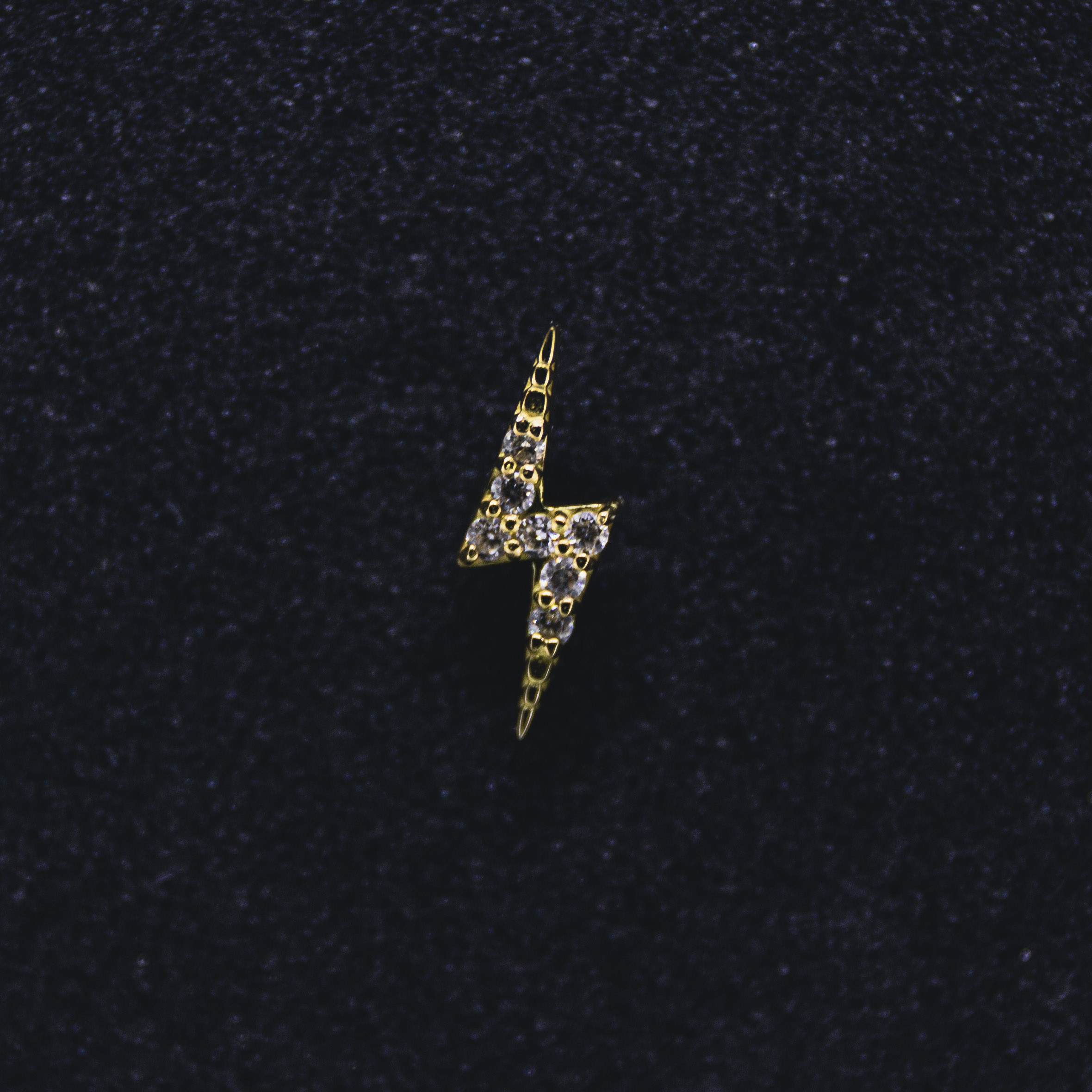 Tête de piercing pour stud en forme d'éclair en or 18K et diamants