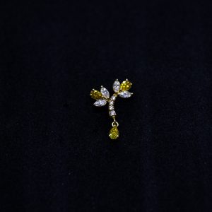 Tête de piercing Jonquille pour stud en or 18 carats et diamants blancs et jaunes